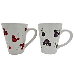 Disney Kitchen Hidden Mickey Mouse Fruit Stoneware Coffee Mug Set Cherry Grapes